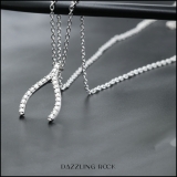 0.10 Carat (ctw) Round Diamond Ladies Tiny Dainty Wishbone Pendant 1/10 CT 925 Sterling Silver
