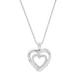 0.10 Carat (ctw) Round White Diamond Ladies Heart Love Adorable Pendant 1/10 CT 925 Sterling Silver