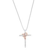 0.11 Carat (ctw) Round Diamond Pendant for Her White & Rose Gold Plated Two Tone Sterling Silver