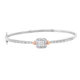 0.25 Carat (ctw) Round Diamond Bangle Bracelet 1/4 CT | White & Rose Gold Plated Sterling Silver