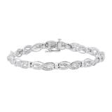 Ladies Swirl Infinity Beaded Style Link Bracelet with Round Diamond Accents | 925 Sterling Silver