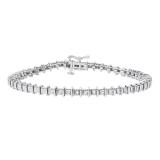 0.25 Carat (ctw) Round White Diamond Square Illusion Set Bracelet 1/4 CT | 925 Sterling Silver