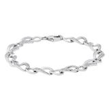 Large Curb Interlocking Link Bracelet for Her with Round White Diamond Accents | 925 Sterling Silver