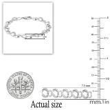 Large Curb Interlocking Link Bracelet for Her with Round White Diamond Accents | 925 Sterling Silver