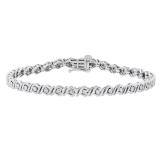 0.25 Carat (ctw) Round White Diamond Twisted Style Tennis Bracelet 1/4 CT | 925 Sterling Silver