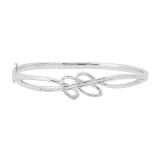 0.35 Carat (ctw) Round & Baguette White Diamond Bypass Bangle Bracelet 1/3 CT | 925 Sterling Silver