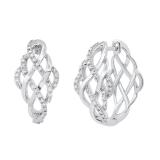 0.25 Carat (ctw) Round White Diamond Vintage Style Hoops Earrings 1/4 CT | 925 Sterling Silver