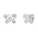 0.10 Carat (ctw) Round White Diamond Elegant Butterfly Stud Earrings 1/10 CT | 925 Sterling Silver
