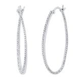 0.16 Carat (ctw) Round White Diamond Inside Out Twisted Thin Hoop Earrings | 925 Sterling Silver