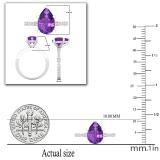 10X7 MM Pear Shaped Amethyst and 0.50 Carat (ctw) White Diamond Engagement Ring 10K White Gold