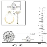 10X7 MM Pear Shaped Cubic Zirconia and Round White Diamond Engagement Ring |10K Yellow Gold