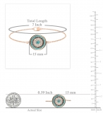 1 mm Dianty Round Blue Sapphire Turquiose & White Diamonds Ladies Circle Bracelet 14K Rose Gold