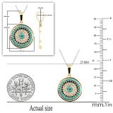 1 mm Dianty Round Blue Sapphire Turquiose & White Diamonds Ladies Combo Set | 10K Yellow Gold