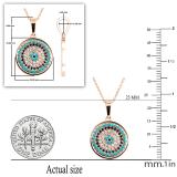 1 mm Dianty Round Blue Sapphire Turquiose & White Diamonds Ladies Combo Set | 10K Rose Gold