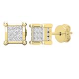 0.28 Carat (ctw) Princess & Round White Diamond Square Shape Ladies Earrings 1/4 CT | 14K Yellow Gold