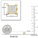 0.28 Carat (ctw) Princess & Round White Diamond Square Shape Ladies Earrings 1/4 CT | 14K Yellow Gold