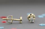 0.05 Carat (ctw) Round White Diamond Ladies Star Screw Back Stud Earrings | 10K Yellow Gold