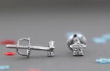 0.05 Carat (ctw) Round White Diamond Ladies Star Screw Back Stud Earrings | 925 Sterling Silver