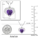 7X7 MM Heart Amethyst & Round White Diamond Ladies Heart Halo Style Love Pendant 10K White Gold
