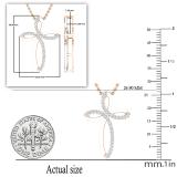 0.25 Carat (ctw) Round White Diamonds Ladies Loop Cross Pendant 1/4 CT | 18K Rose Gold