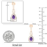 6X4 MM Pear Amethyst & Round White Diamond Infinity Halo Teardrop Earrings for Her | 14K Rose Gold