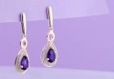 6X4 MM Pear Amethyst & Round White Diamond Infinity Halo Teardrop Earrings for Her | 14K Rose Gold