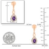 6X4 MM Pear Amethyst & Round White Diamond Infinity Halo Teardrop Earrings for Her | 14K Rose Gold