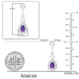 6X4 MM Pear Amethyst & Round White Diamond Infinity Halo Teardrop Earrings for Her | Sterling Silver