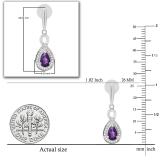 6X4 MM Pear Amethyst & Round White Diamond Infinity Halo Teardrop Earrings for Her | Sterling Silver