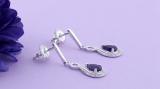 6X4 MM Pear Amethyst & Round White Diamond Infinity Halo Teardrop Earrings for Her | Sterling Silver