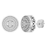 0.15 Carat (ctw) Round White Diamond Circle Cluster Stud Earrings for Her | 925 Sterling Silver