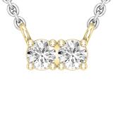 0.30 Carat (ctw) Two Stone Round Diamond Together Forever Pendant for Her 1/3 CT, 10K Yellow Gold