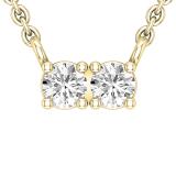 0.30 Carat (ctw) Two Stone Round Diamond Together Forever Pendant for Her 1/3 CT, 14K Yellow Gold