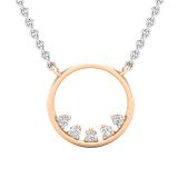 0.05 Carat (ctw) Round Diamonds Ladies Open Circle Pendant with 18 Inch Silver Chain | 18K Rose Gold