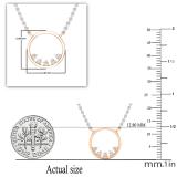 0.05 Carat (ctw) Round Diamonds Ladies Open Circle Pendant with 18 Inch Silver Chain | 18K Rose Gold