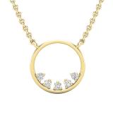 0.05 Carat (ctw) Round Diamonds Ladies Open Circle Pendant with 18 Inch Gold Chain | 14K Yellow Gold