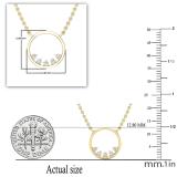 0.05 Carat (ctw) Round Diamonds Ladies Open Circle Pendant with 18 Inch Gold Chain | 14K Yellow Gold
