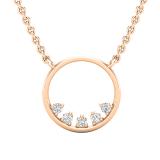 0.05 Carat (ctw) Round Diamonds Ladies Open Circle Pendant with 18 Inch Gold Chain | 18K Rose Gold