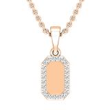 0.10 Carat (ctw) Round Diamond Tiny Classic Dog Tag Charm Pendant for Him 1/10 CT 18K Rose Gold