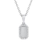 0.10 Carat (ctw) Round Diamond Tiny Classic Dog Tag Charm Pendant for Him 1/10 CT Sterling Silver
