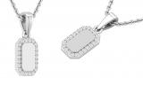 0.10 Carat (ctw) Round Diamond Tiny Classic Dog Tag Charm Pendant for Him 1/10 CT Sterling Silver