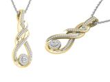 0.20 Carat (ctw) Round Diamond Ladies Infinity Double Twist Teardrop Pendant 1/5 CT, 18K Yellow Gold