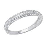 0.15 Carat (ctw) Round White Diamond Half Eternity Beaded Wedding Band for Women | 925 Sterling Silver