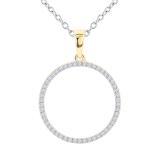 0.15 Carat (ctw) Round White Diamond Circle Pendant for Women with 18 Inch Silver Chain | 18K Yellow Gold