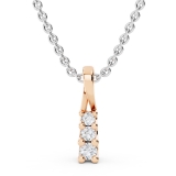0.15 Carat (ctw) Round Diamond Ladies Linear Three Stone Elegant Journey Pendant, 10K Rose Gold