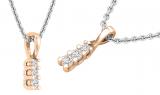 0.15 Carat (ctw) Round Diamond Ladies Linear Three Stone Elegant Journey Pendant, 10K Rose Gold