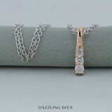 0.15 Carat (ctw) Round Diamond Ladies Linear Three Stone Elegant Journey Pendant, 10K Rose Gold