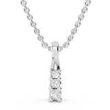 0.15 Carat (ctw) Round Diamond Ladies Linear Three Stone Elegant Journey Pendant, 10K White Gold
