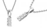 0.15 Carat (ctw) Round Diamond Ladies Linear Three Stone Elegant Journey Pendant, 10K White Gold