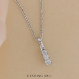 0.15 Carat (ctw) Round Diamond Ladies Linear Three Stone Elegant Journey Pendant, 10K White Gold